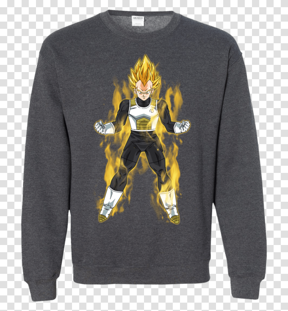 Vegeta Super Saiyan Aura Dragon Ball Ls Long Sleeve, Clothing, Sweatshirt, Sweater, Person Transparent Png