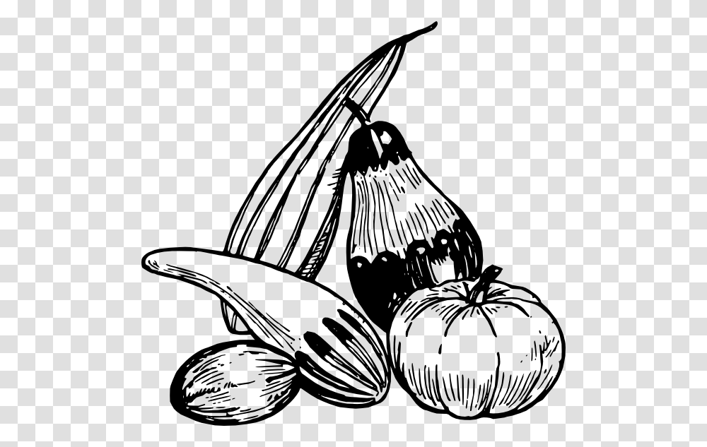 Vegetable Black And White Clipart, Plant, Food, Fruit, Produce Transparent Png
