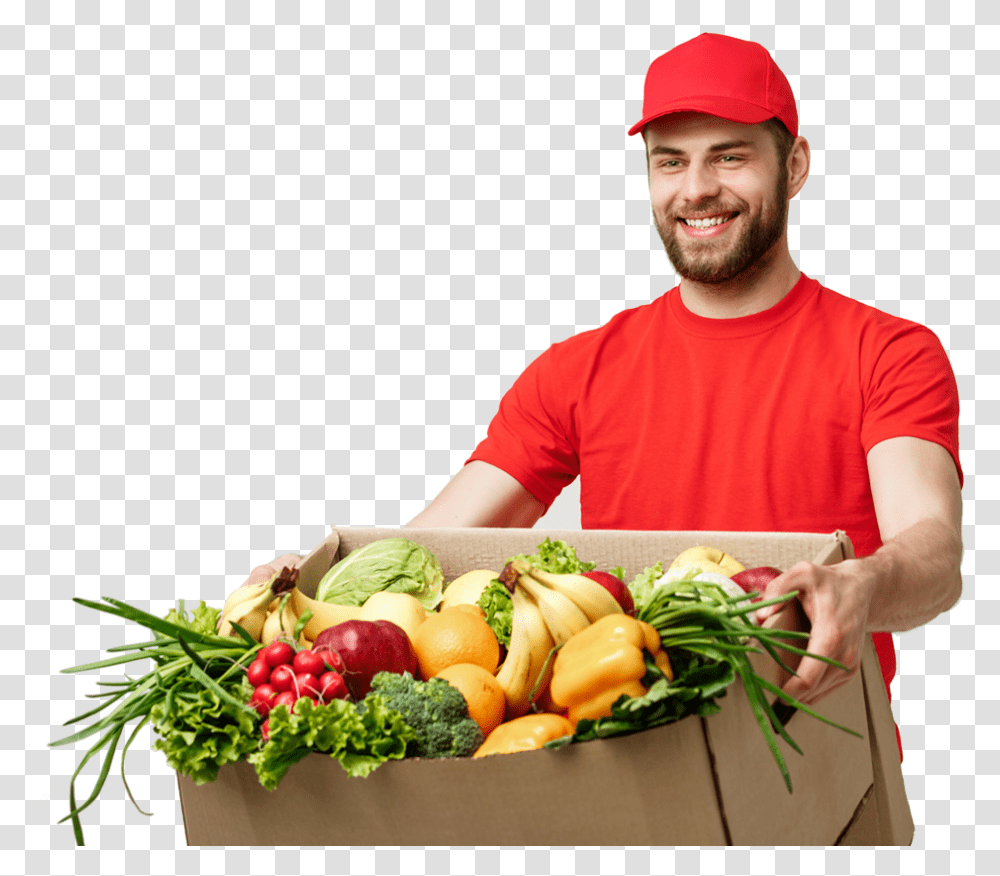 Vegetable Delivery Boy, Person, Plant, Produce, Food Transparent Png