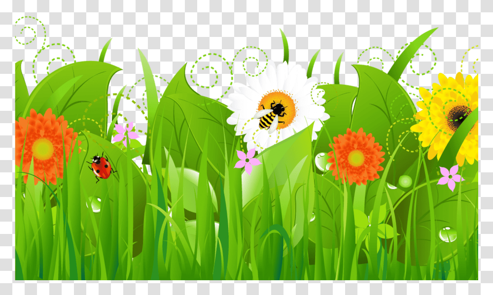 Vegetable Garden Border Clipart Grass With Flowers Clipart, Plant, Honey Bee, Insect Transparent Png
