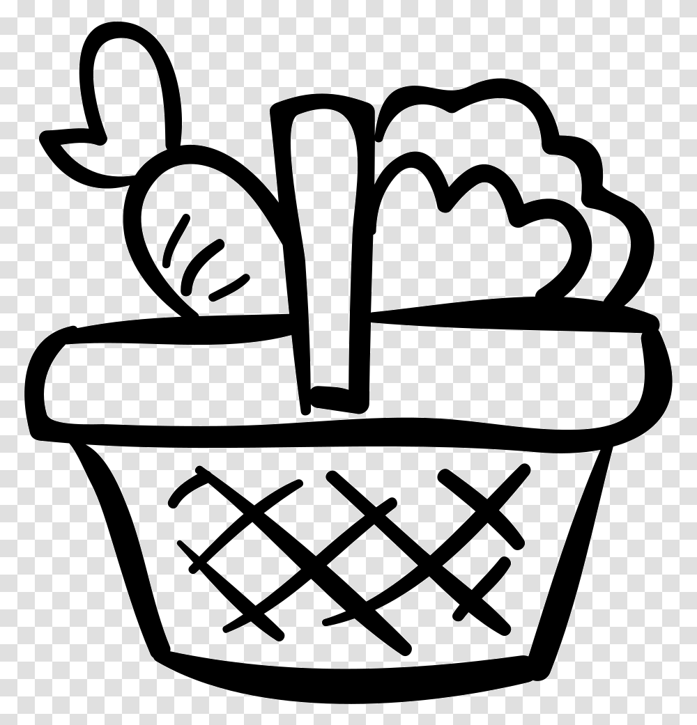 Vegetables Hand Drawn Basket Black Vegetables Basket Vector, Shopping Basket, Dynamite, Bomb, Weapon Transparent Png