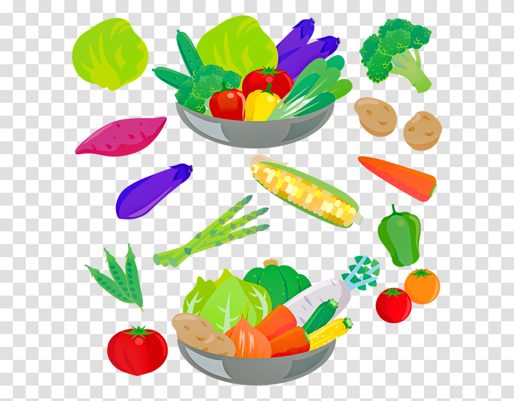 Vegetables Salad Broccoli Corn Potatoes Eggplant Vegetable, Food, Bowl, Lunch, Meal Transparent Png