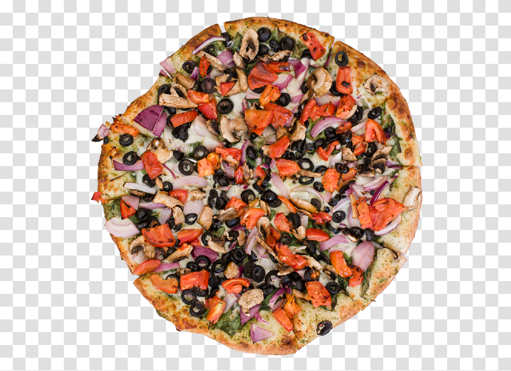 Veggie Pesto Pizza California Style Pizza, Food, Dish, Meal, Plant Transparent Png