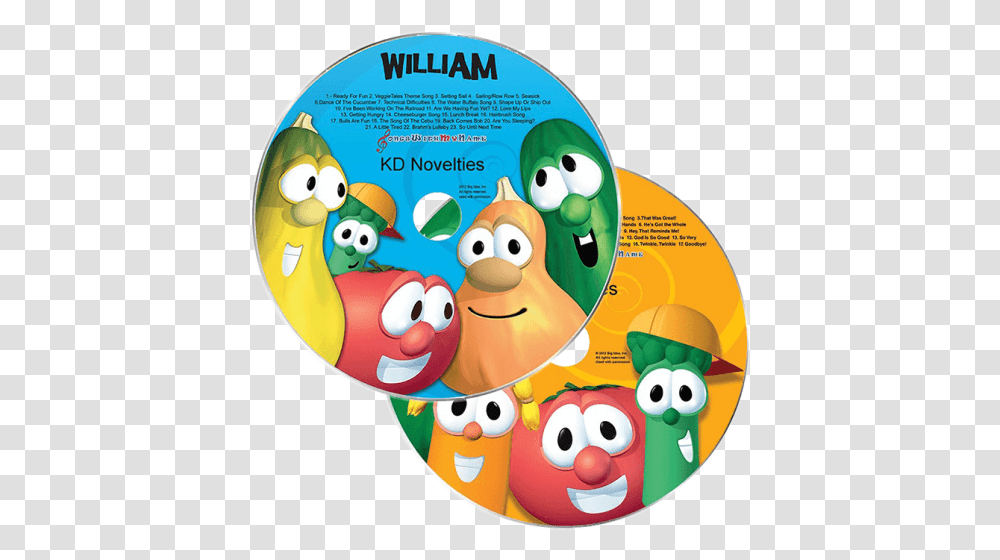 Veggie Tales Personalized Childrens Music Cds Set, Disk, Dvd, Label Transparent Png
