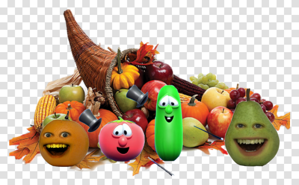 Veggietales Sticker Background Thanksgiving Cornucopia, Plant, Food, Fruit, Produce Transparent Png