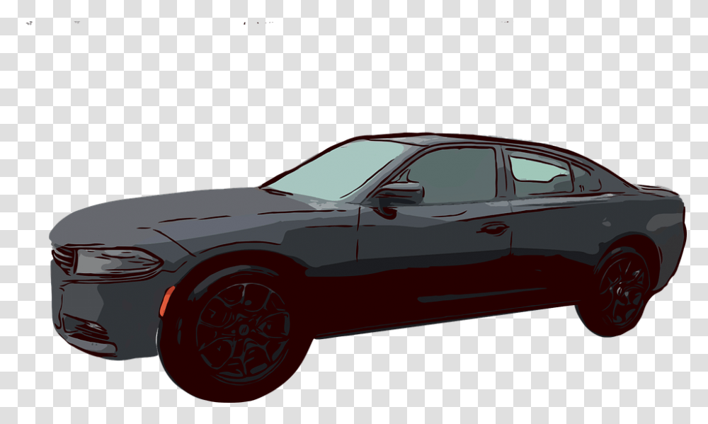 Vehicle Car Auto Black Muscle Charger Dodge Executive Car, Sedan, Transportation, Automobile, Tire Transparent Png