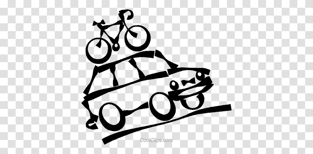 Vehicle With A Bicycle On The Roof Royalty Free Vector Clip Art, Transportation, Wheel, Car, Kart Transparent Png