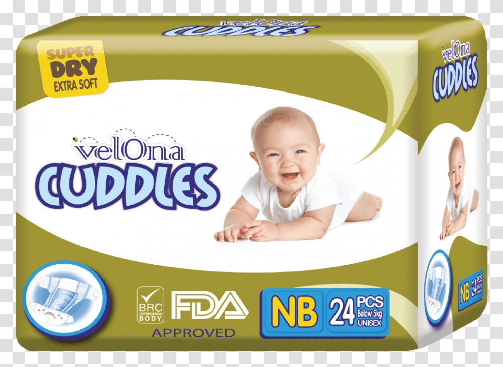 Velona Cuddles Classic Newborn Diaper Velona Cuddles Newborn Diapers, Person, Human, Baby, Advertisement Transparent Png