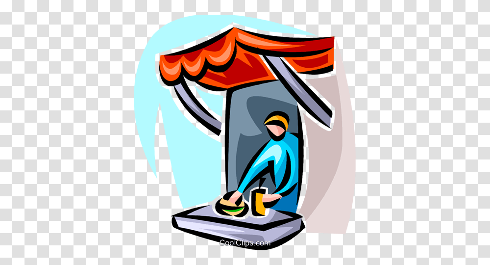 Vendor In A Small Outdoor Booth Royalty Free Vector Clip Art, Trophy, Duel, Steamer, Kneeling Transparent Png