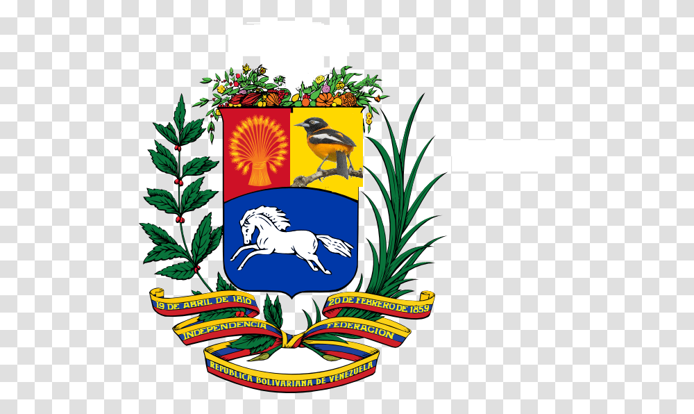 Venezuela Coat Of Arms, Bird, Animal, Label Transparent Png