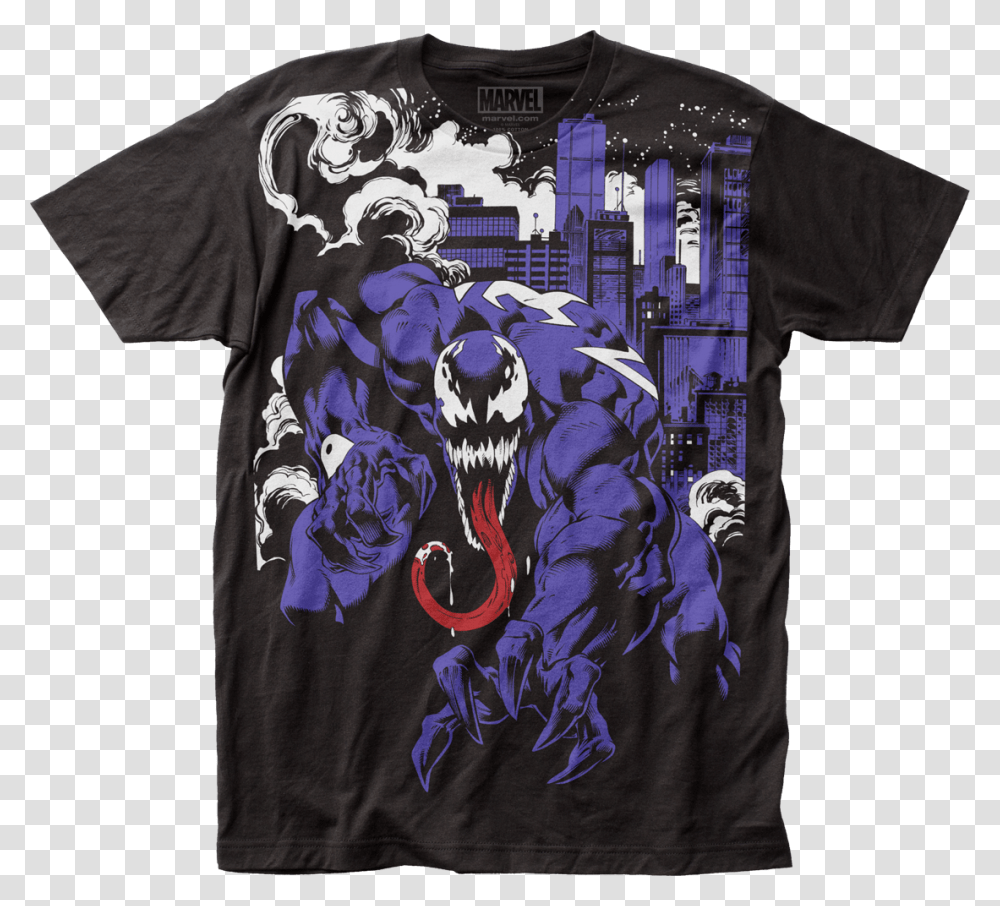 Venom At Night Marvel Comics T Shirt Venom, Apparel, T-Shirt, Sleeve Transparent Png