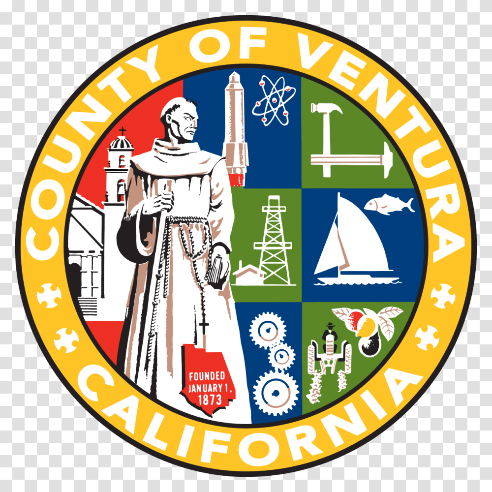 Ventura County California Seal, Logo, Trademark, Person Transparent Png