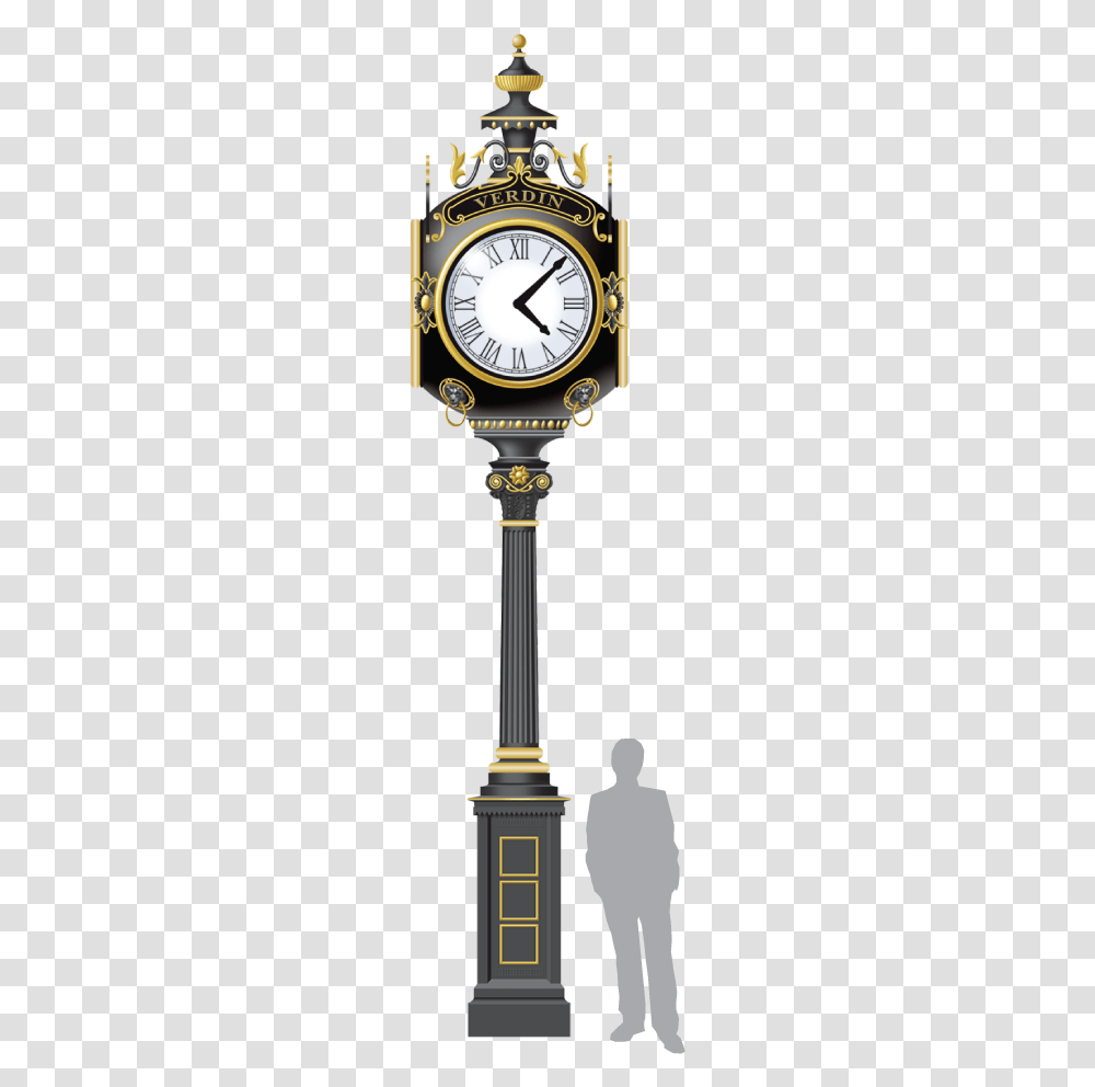 Verdin Seth Thomas Post Clock 4st Four Dials Quartz Clock, Clock Tower, Architecture, Building, Person Transparent Png