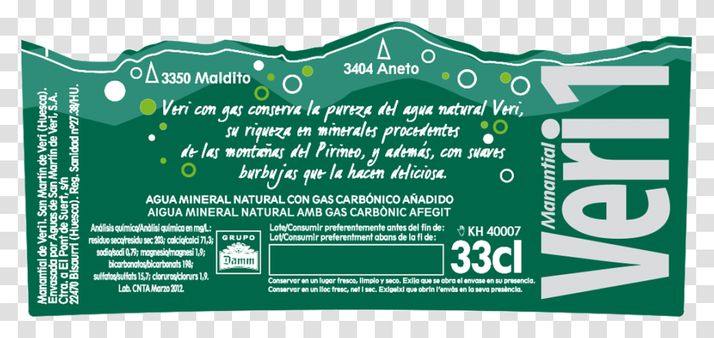 Veri 33cl Etiquetes Del Aigua Catala, Flyer, Poster, Paper, Advertisement Transparent Png