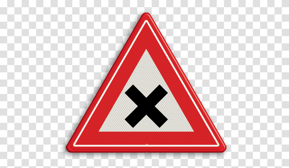 Verkeersbord Rvv J08 Verkeersbord Gevaarlijk Kruispunt, Road Sign, Triangle Transparent Png