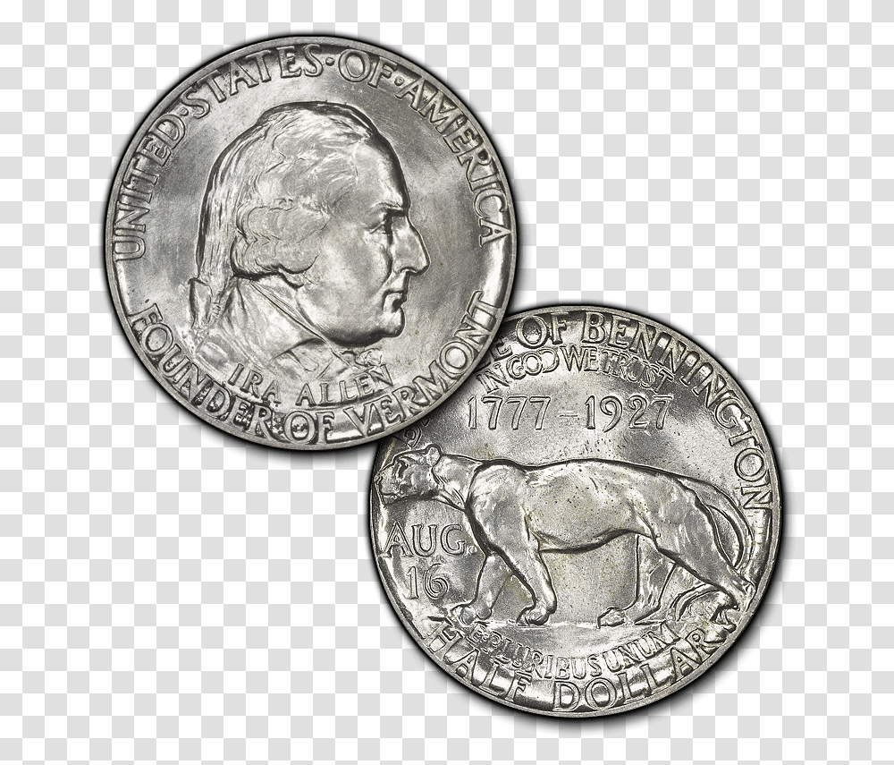 Vermont Silver Commemorative Half Dollar, Coin, Money, Nickel, Person Transparent Png