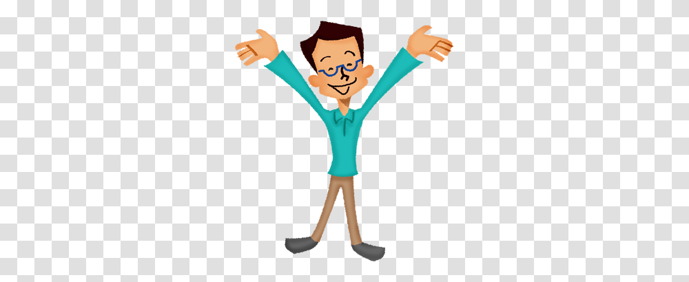 Very Happy Man Rasing Hands Free Clipart Illustrations, Sleeve, Long Sleeve, Pants Transparent Png