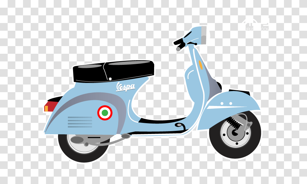 Vespa Cartoon, Motor Scooter, Motorcycle, Vehicle, Transportation Transparent Png