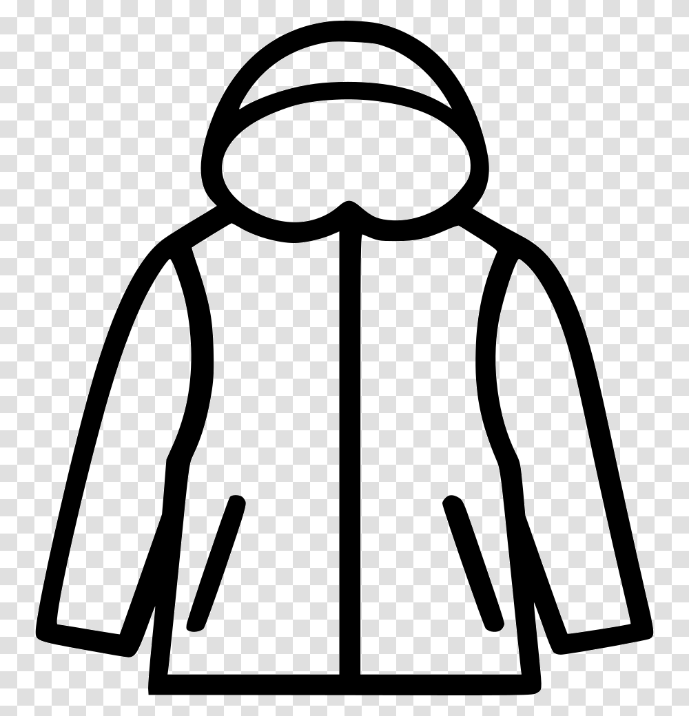 Vest Clipart Black And White Rain Jacket Clip Art Black And White, Apparel, Hood, Sweatshirt Transparent Png