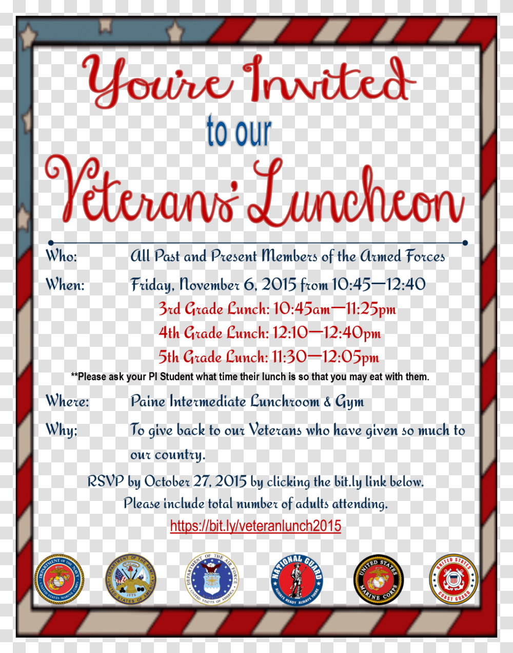 Veterans Day Lunch Invitation, Advertisement, Poster, Flyer, Paper Transparent Png