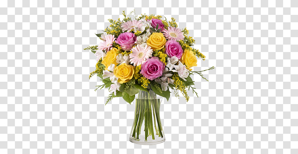 Vibrancy Yellow And Pink Roses Pink And Yellow Rose Bouquet, Floral Design, Pattern, Graphics, Art Transparent Png