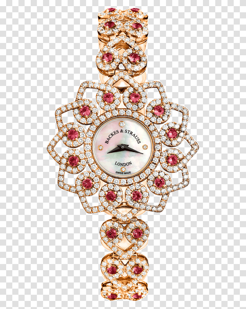 Victoria Princess Red Rose Luxury Diamond Watch Analog Watch, Wall Clock, Brooch, Jewelry, Accessories Transparent Png