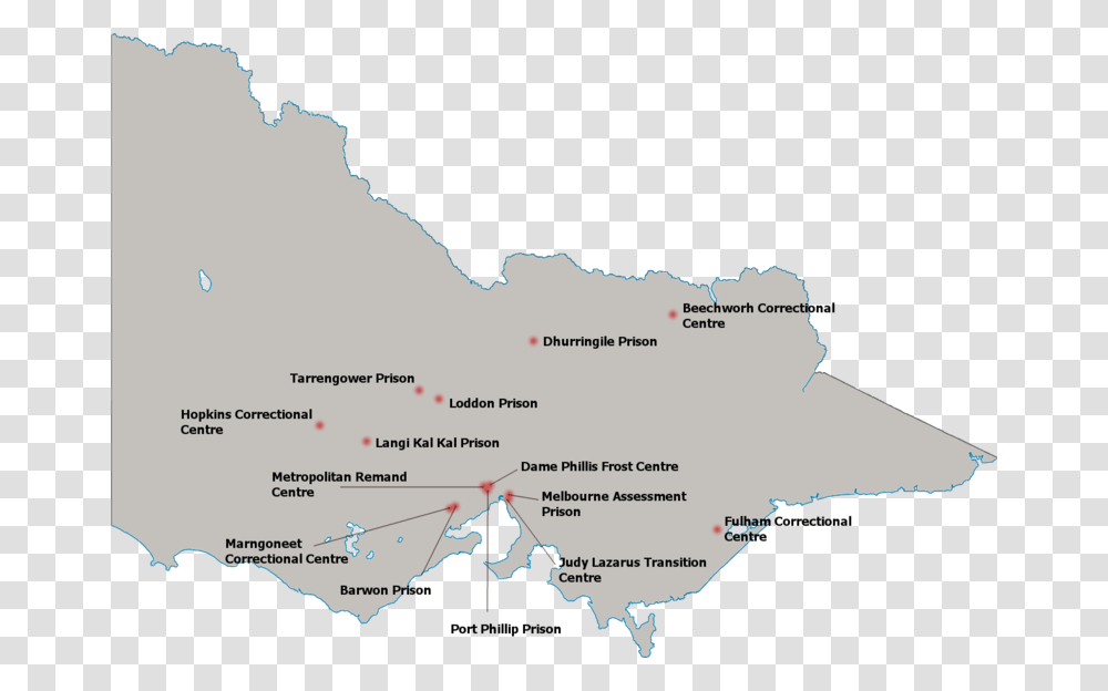 Victoria Prisons Map Of Prisons In Victoria, Diagram, Plot, Atlas, Rainforest Transparent Png