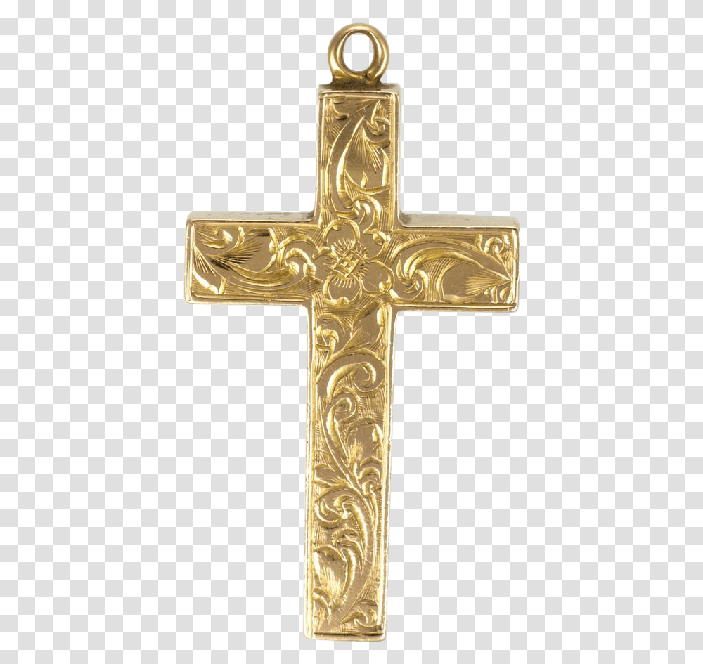 Victorian 9k Gold Engraved Cross 25 Grams Gold Carat Cross, Symbol, Crucifix Transparent Png