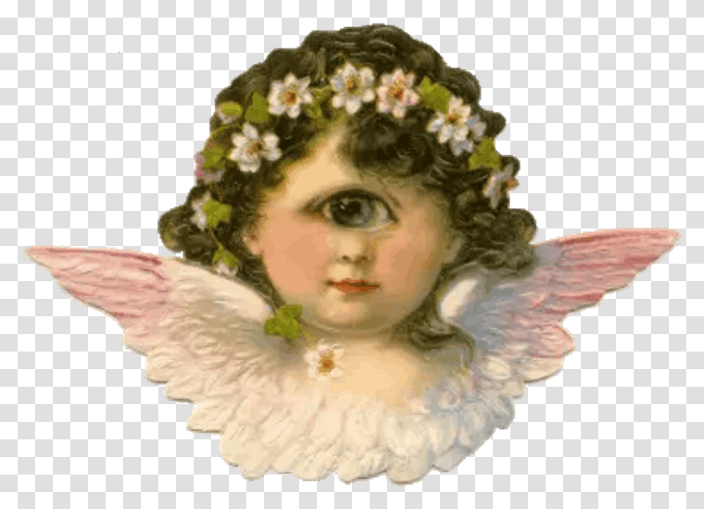 Victorian Angel Download Cherub Head And Wings Painting, Apparel, Hat Transparent Png