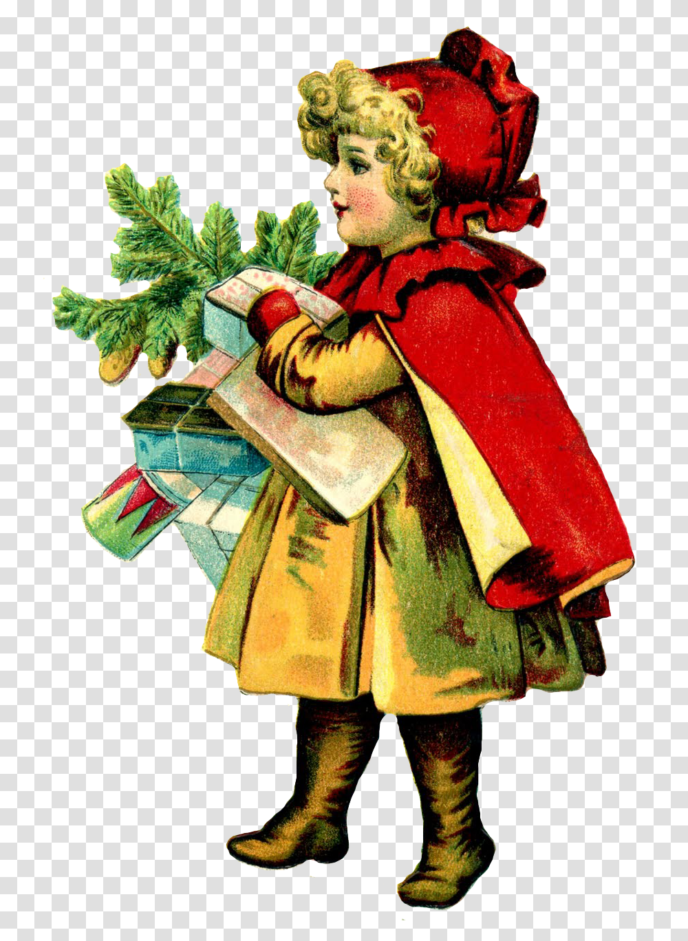 Victorian Christmas Images Clip Art Happy Holidays, Person, Leaf, Plant Transparent Png