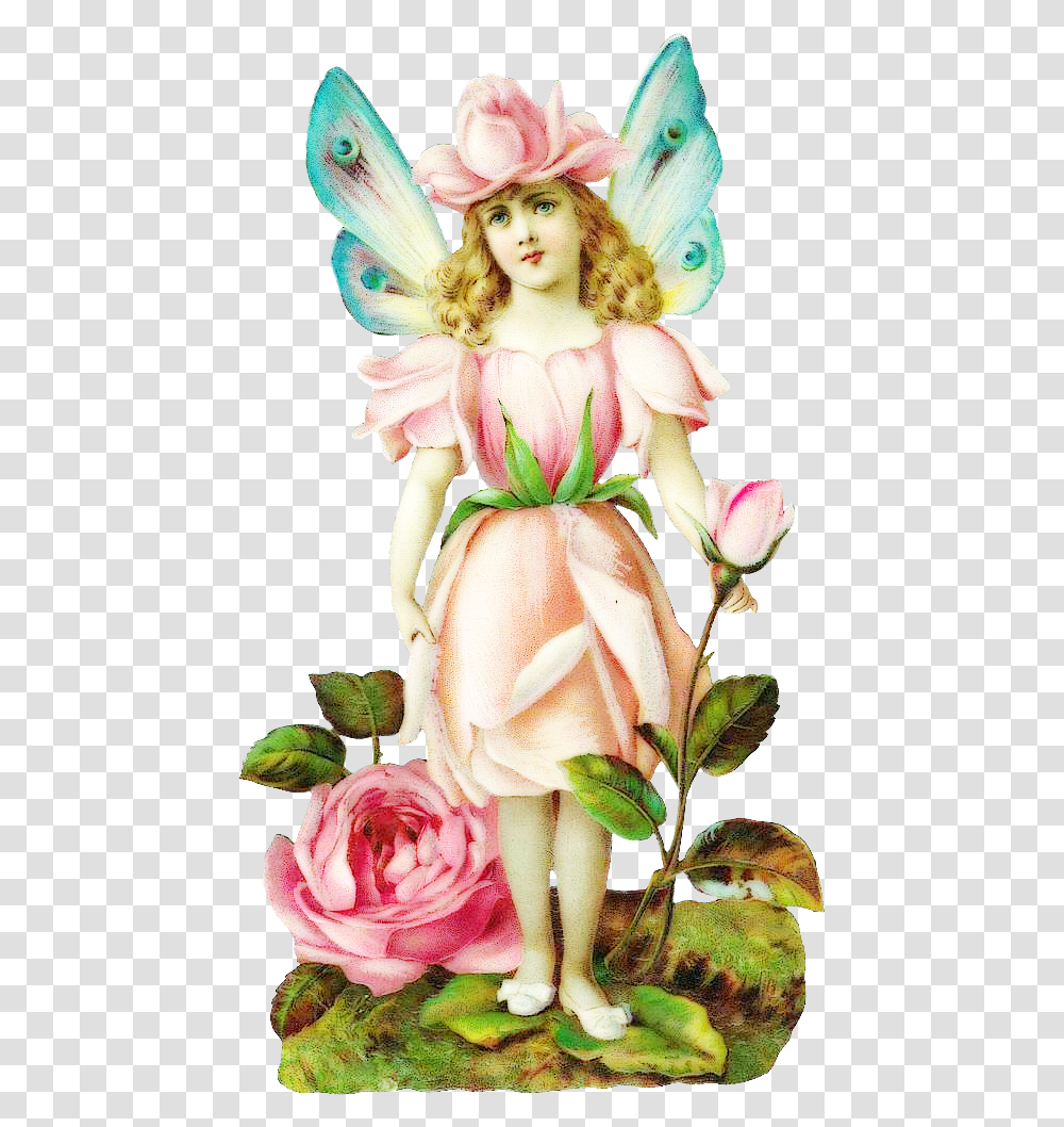 Victorian Flower Fairy Clipart, Plant, Blossom, Rose, Figurine Transparent Png