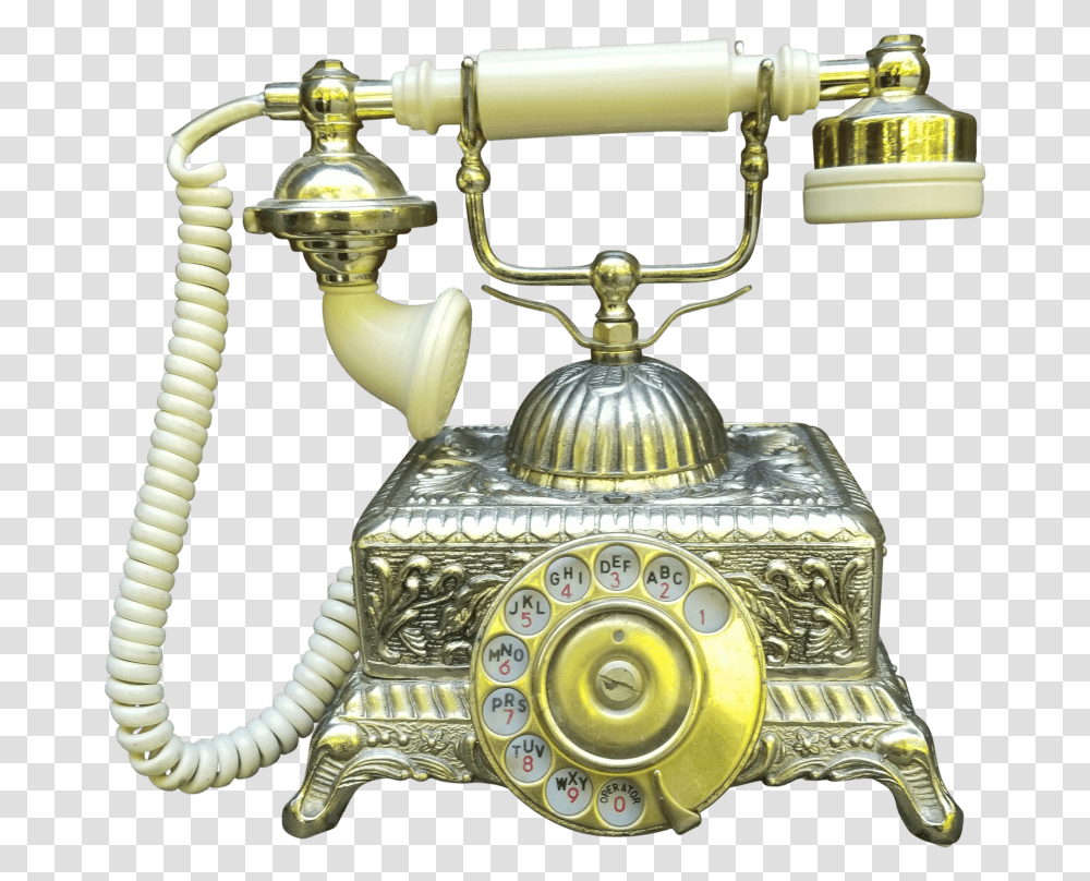 Victorian Gold Telephone Corded Phone, Electronics, Dial Telephone, Lamp, Bronze Transparent Png