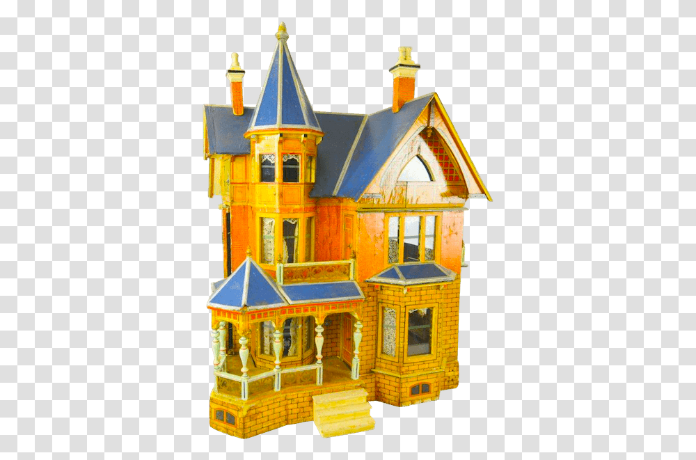 Victorian Gottschalk Blue Roof Dollhouse Doll House Victorian, Building, Housing, Architecture, Spire Transparent Png