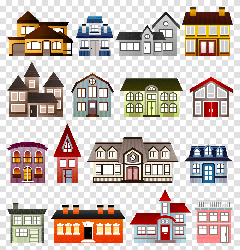 Victorian Homes Clipart Houses Clipart, Housing, Building, Neighborhood, Urban Transparent Png