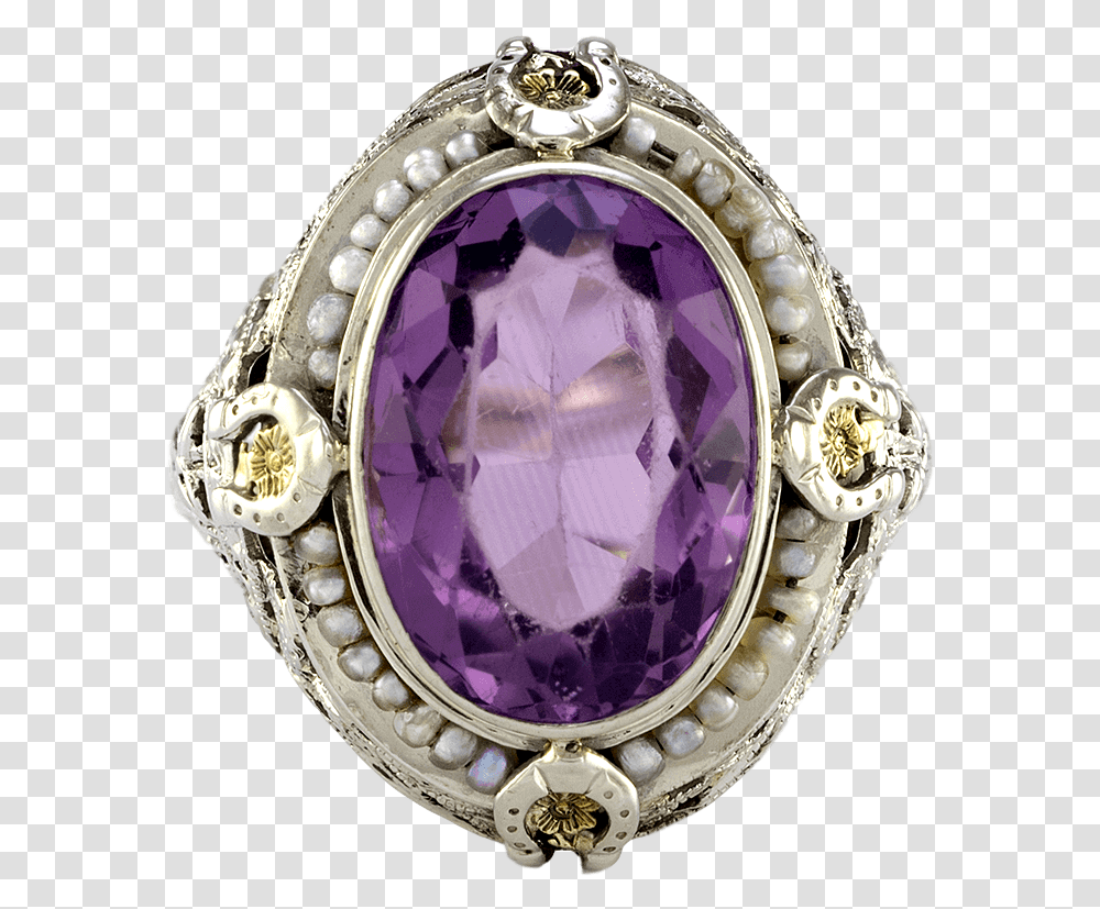 Victorian Inspired 14k White Gold Amethyst Filigree Amethyst, Ornament, Gemstone, Jewelry, Accessories Transparent Png