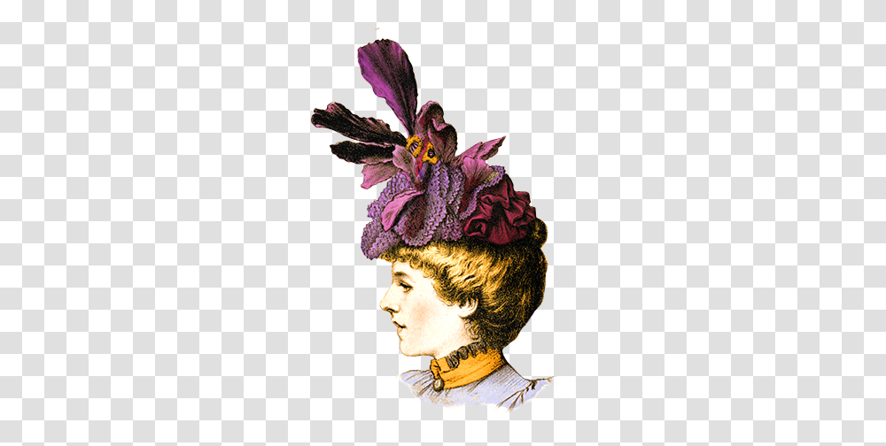 Victorian Ladies Dress Hats Clip Art Victorian Hat, Clothing, Apparel, Person, Human Transparent Png