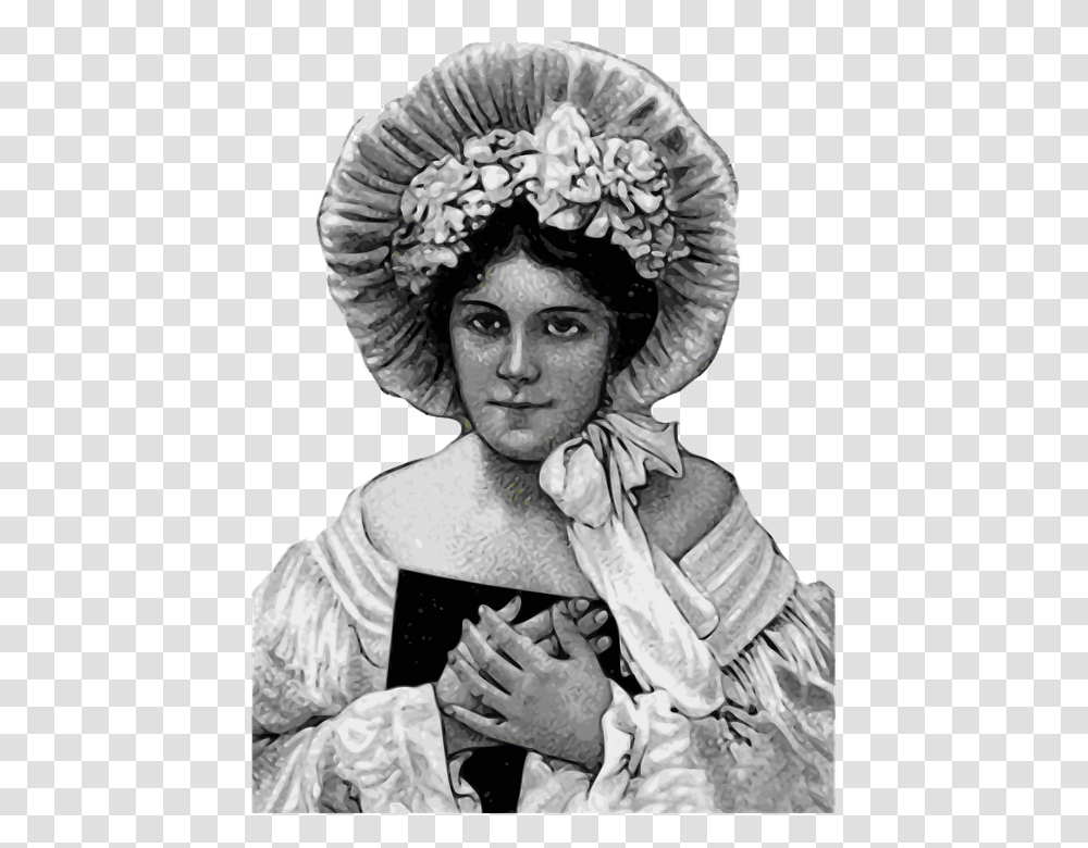 Victorian Lady Illustration Vintage Face, Bonnet, Hat, Apparel Transparent Png