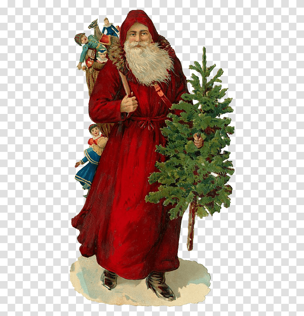 Victorian Santa Claus Old, Tree, Plant, Person Transparent Png