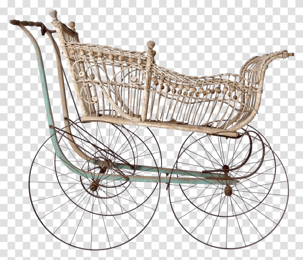 Victorian Wicker Carriage Solid, Furniture, Bicycle, Vehicle, Transportation Transparent Png