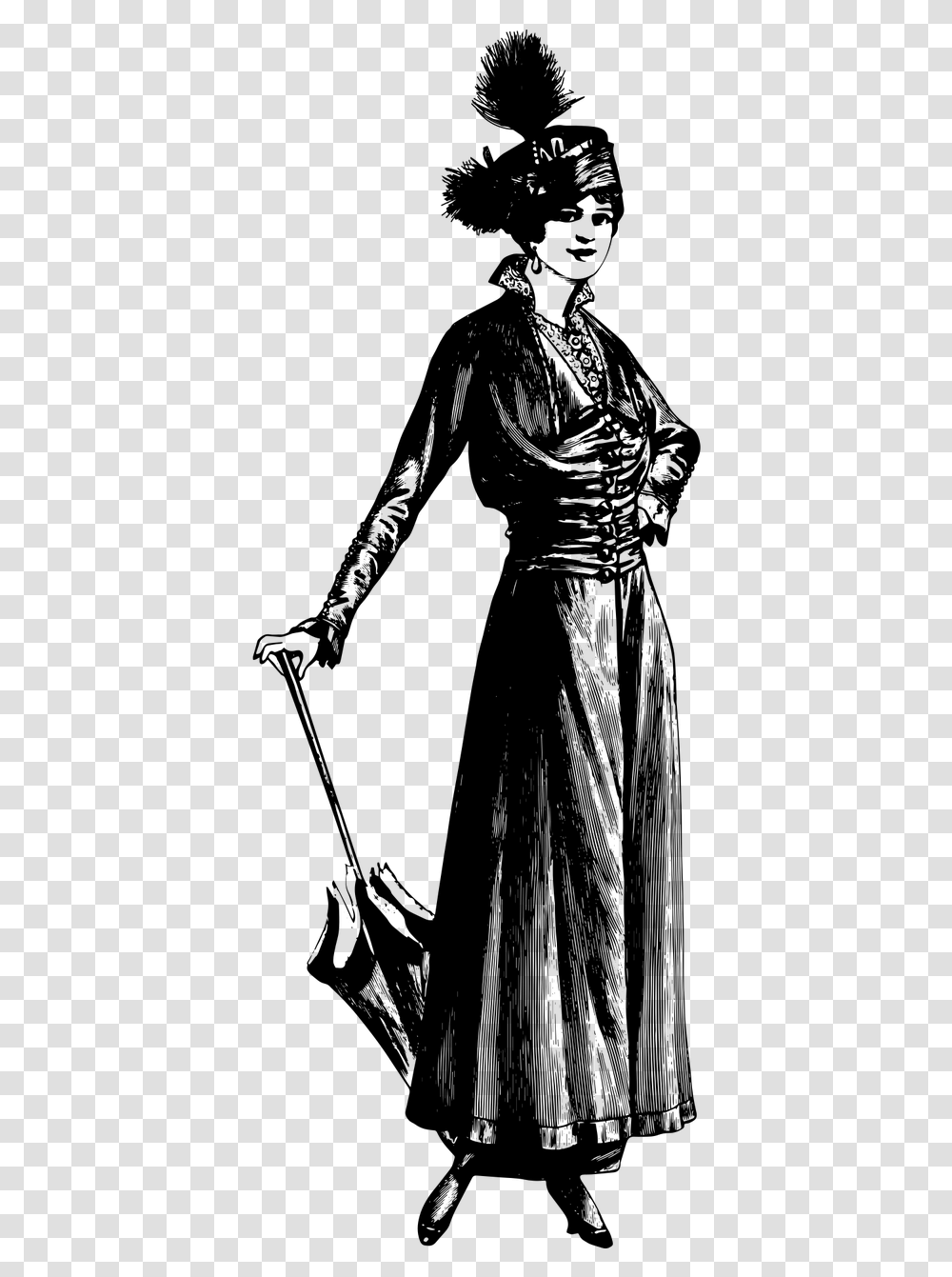 Victorian Woman Retro Woman Illustration, Gray, World Of Warcraft Transparent Png