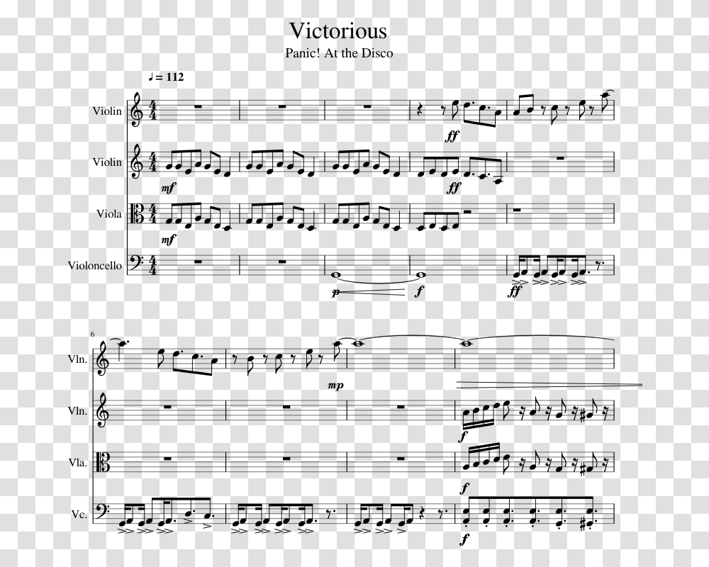 Victorious Sheet Music 1 Of 7 Pages Victorious Violin Sheet Music, Gray Transparent Png
