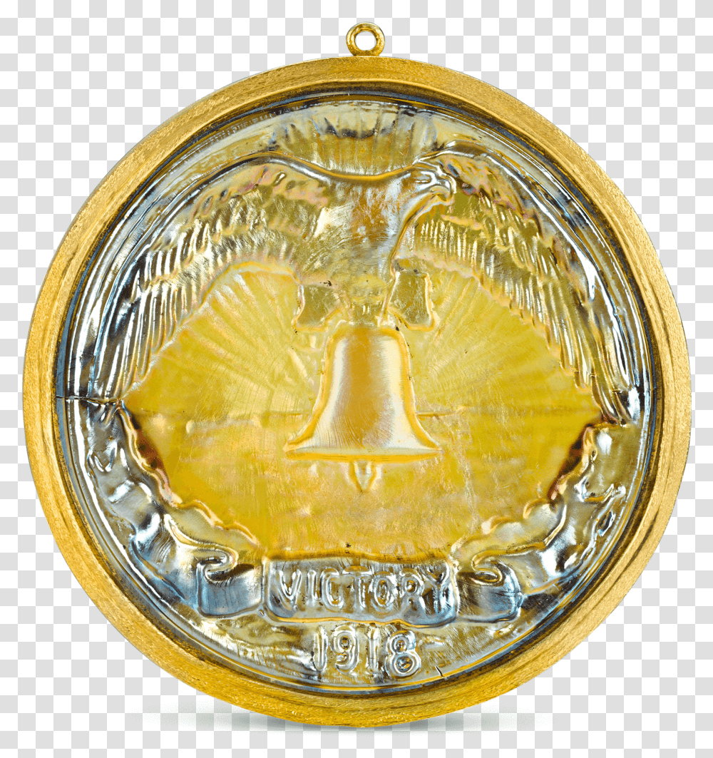 Victory Favrile Glass Medallion By Louis Comfort Tiffany Gold Medal, Money, Coin, Chandelier, Lamp Transparent Png