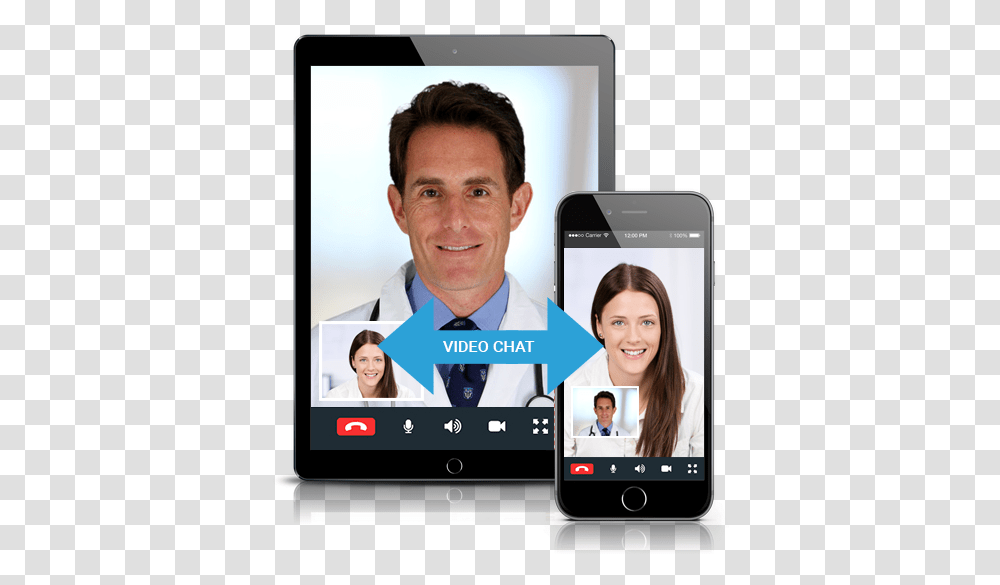Video Chat Patient, Person, Mobile Phone, Electronics Transparent Png