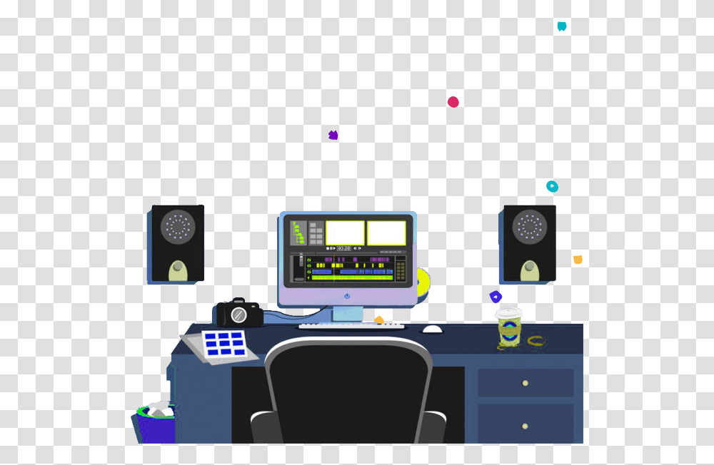 Video Editing Company Computer Desk, Furniture, Electronics, Table, Chair Transparent Png