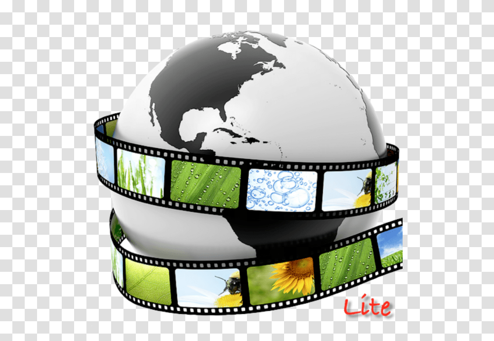 Video Effects Film Strip Around Globe, Helmet, Apparel, Crash Helmet Transparent Png