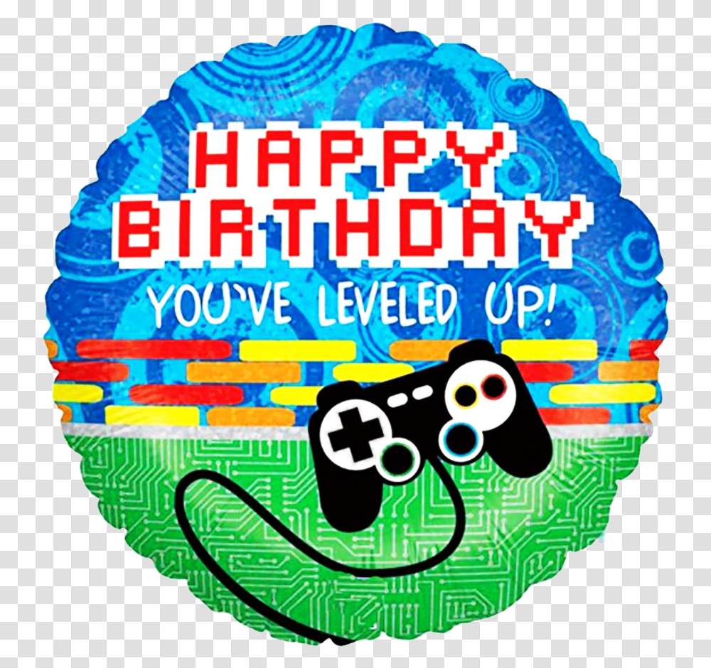 Video Game Balloons Party Supply Game On Birthday Gamer Video Games Happy Birthday, Label, Logo Transparent Png