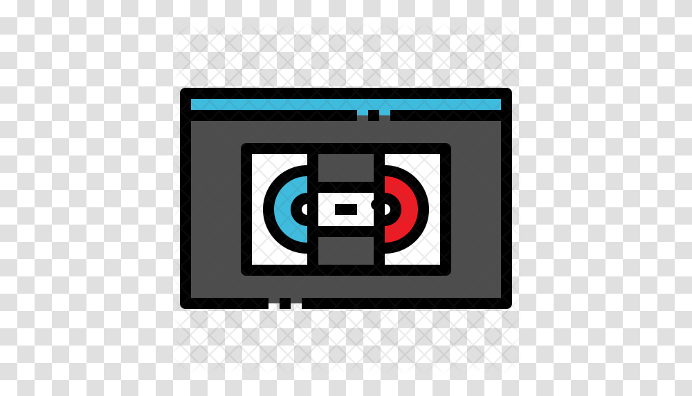 Video Tape Icon Of Colored Outline Circle, Cassette, Label, Text, Electronics Transparent Png