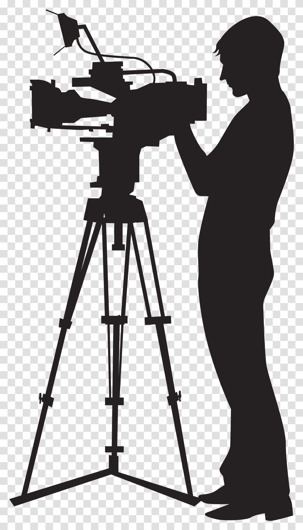 Videographer Silhouette At Getdrawings Video Shooting Camera, Tripod, Bow, Person, Human Transparent Png