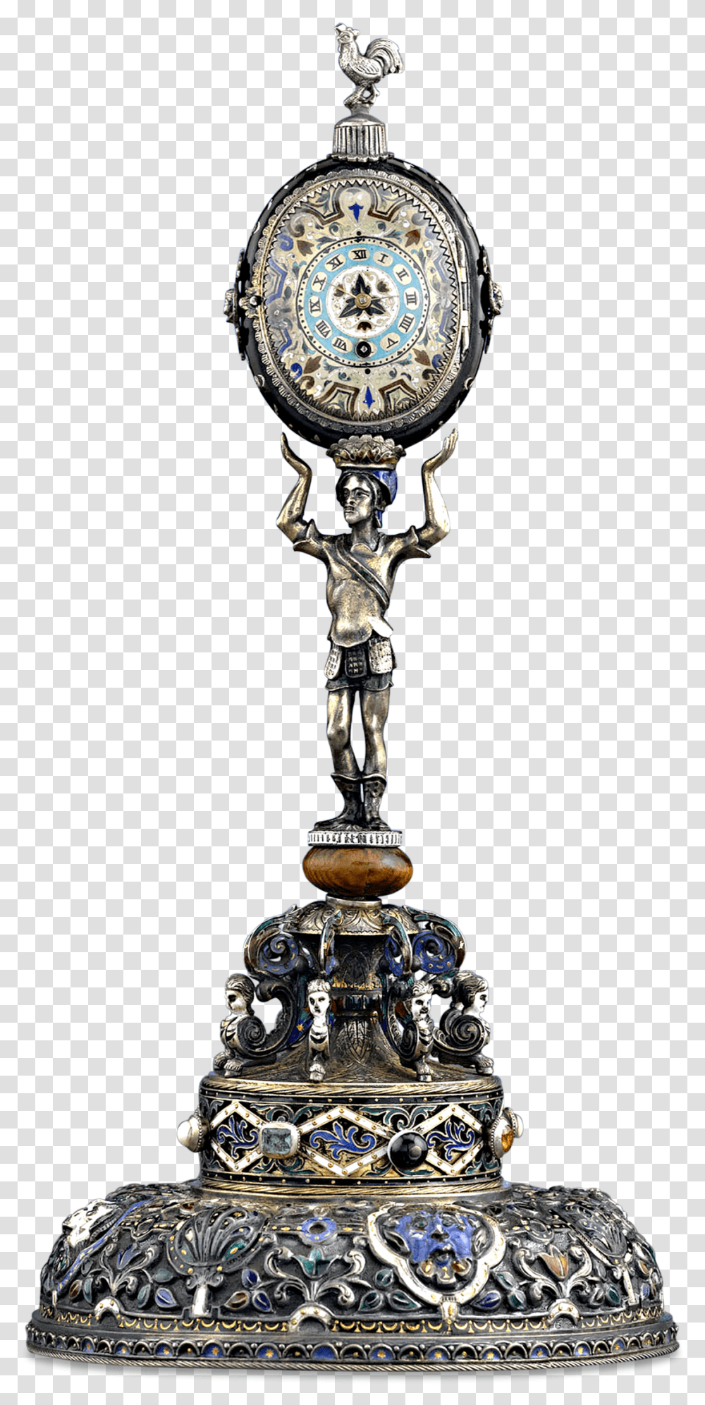 Viennese Enamel Soldier Clock Quartz Clock, Trophy Transparent Png