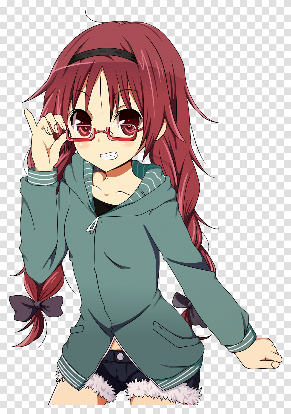 View Anime Girl Red Hair Young, Manga, Comics, Book, Person Transparent Png